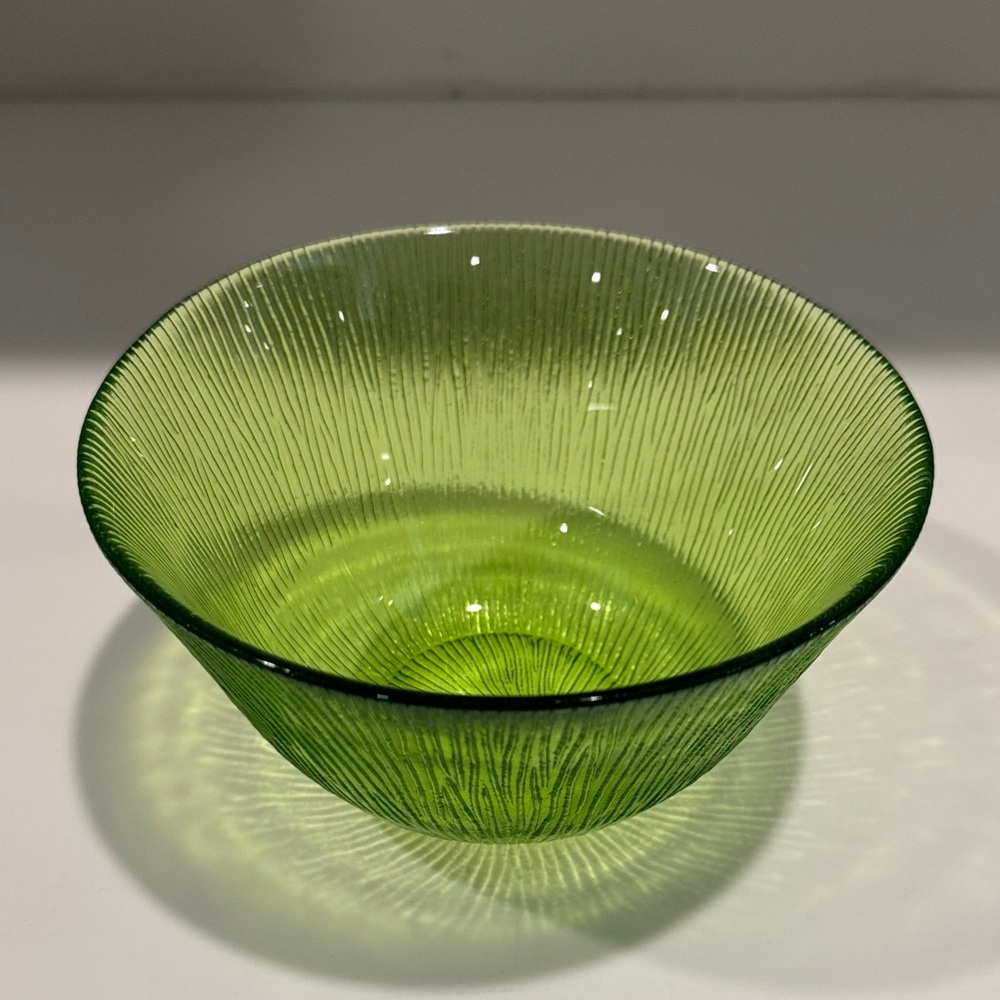 VINTAGE Federal Glass Norse Limelight Green Ribbed Side Serving Bowl MCM